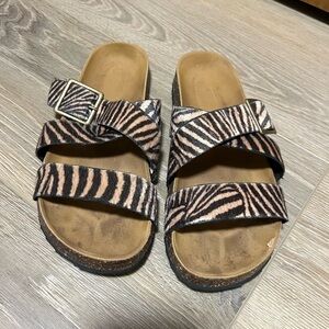 Zebra Print Sandals with Buckle